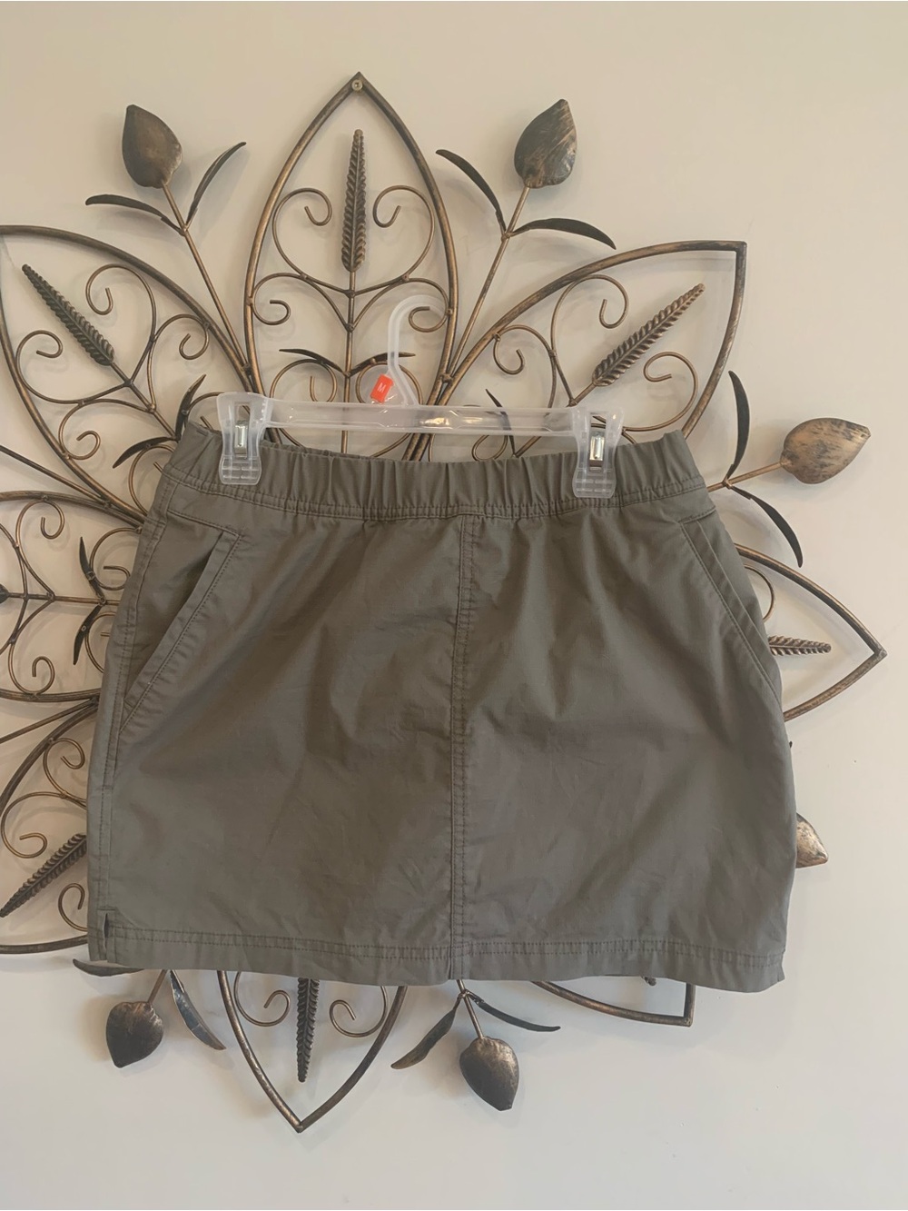 Prana Olive Pull-On Skort with Front and Back Pockets